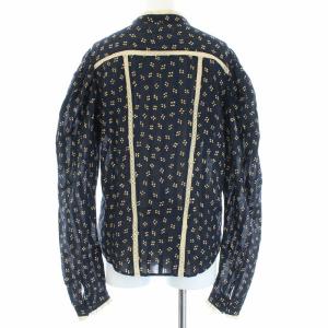 ISABEL MARANT ETOILE ブラウス シャツ 長袖 総柄 バンドカラー 38 L 紺 ネイビー ベージュ