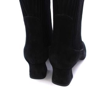 LOUIS VUITTON サイドゴア ロングブーツ チャンキーヒール スクエアトゥ スエード 23.5cm 黒