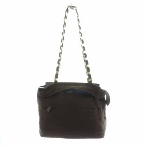 Salvatore Ferragamo トートバッグ チェーン キャンバス ブラウン AU-21･6690