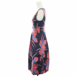 Diagram GRACE CONTINENTAL 18SS ワンピース ひざ丈 Vネック ノースリーブ 花柄 36 S 紺 ネイビー 赤 レッド ピンク