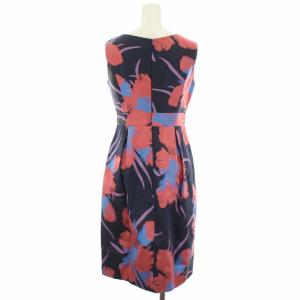 Diagram GRACE CONTINENTAL 18SS ワンピース ひざ丈 Vネック ノースリーブ 花柄 36 S 紺 ネイビー 赤 レッド ピンク