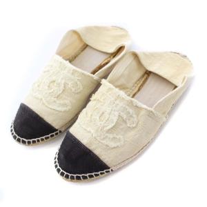 ココマーク バブーシュ エスパドリーユ シューズ スリッポン 38 23-23.5cm 白 黒 オフホワイト ブラック