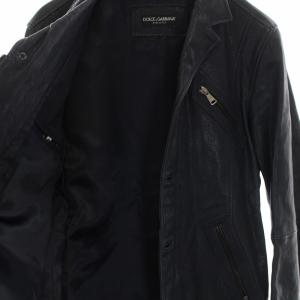DOLCE&GABBANA レザージャケット ゴートスキン 48 M 紺