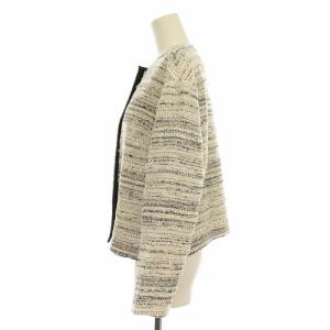 ADORE ノーカラージャケット ツイード ショート 38 M ホワイト