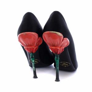 PRADA バラ パンプス ハイヒール ピンヒール 38 25.0cm 黒 ブラック