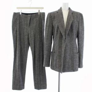 スーツ セットアップ ヘリンボーン テーラードジャケット ウール パンツ 48 グレー