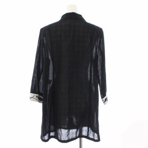 LEONARD FASHION シアー テーラードジャケット 切替 花柄 七分袖 42 黒