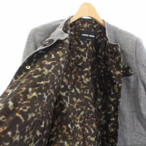 GIORGIO ARMANI ノーカラージャケット 総裏地 肩パット入り リネン 50 グレー