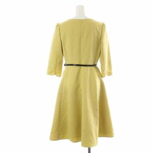 TO BE CHIC ワンピース ひざ丈 五分袖 ベルト付き 40 M 黄 イエロー