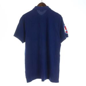 POLO RALPH LAUREN CUSTOM FIT ポロシャツ 半袖 ビッグポニー ロゴ 刺繍 ワッペン L 180/100A 青 ブルー