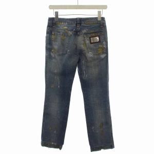 DOLCE&GABBANA デニムパンツ ジーンズ ダメージ加工 ペイント加工 38 ブルー