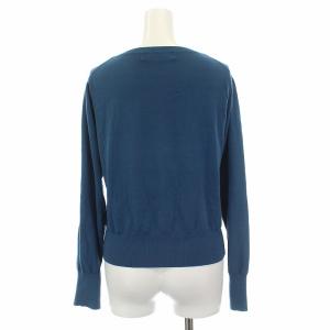 M'S GRACY カーディガン ニット フラワー コサージュ 長袖 38 ブルー