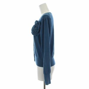 M'S GRACY カーディガン ニット フラワー コサージュ 長袖 38 ブルー