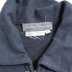 Salvatore Ferragamo ハーフジップ ポロシャツ 長袖 ガンチーニ コットン S ネイビー