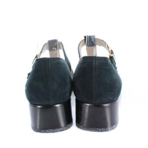 Salvatore Ferragamo BOUTIQUE ストラップパンプス チャンキーヒール スエード 5.5 ネイビー