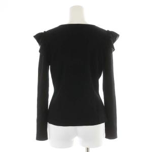 M'S GRACY ニット カットソー 長袖 フリル 犬モチーフ刺繍 40 ブラック