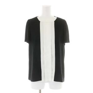 ブラウス カットソー 半袖 バックジップ 38 M 黒 ブラック