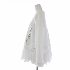 Chesty スウェット トレーナー カットソー 長袖 裾フリル ビジュー装飾 ビーズ パール 1 ホワイト