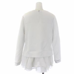 Chesty スウェット トレーナー カットソー 長袖 裾フリル ビジュー装飾 ビーズ パール 1 ホワイト