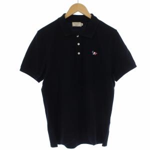 ポロシャツ カットソー 半袖 ロゴ刺繍 M ブラック