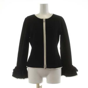 カーディガン ニット フリル ウール 40 ネイビー