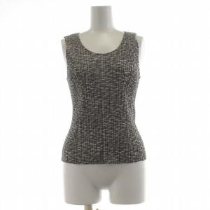 カットソー ノースリーブ プリーツ 総柄 3 L グレー