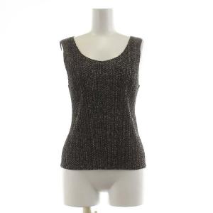 カットソー ノースリーブ プリーツ 総柄 3 L グレー チャコールグレー