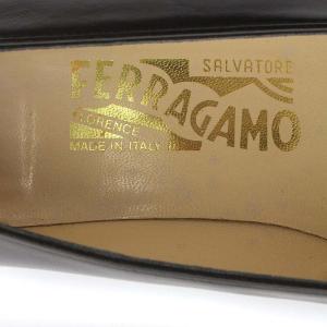 Salvatore Ferragamo ガンチーニ パンプス スクエアトゥ レザー チャンキーヒール 7.5 ブラック