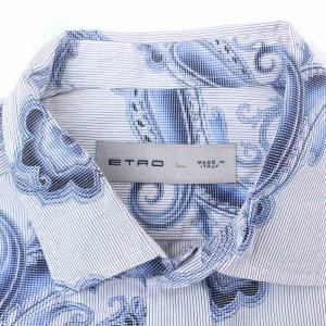ETRO シャツ ペイズリー ストライプ L ブルー