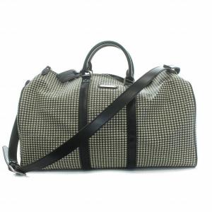 ボストン ショルダーバッグ 2WAY 千鳥格子 PVC ブラック ホワイト