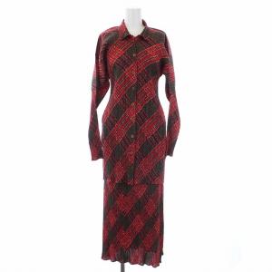 セットアップ シャツ スカート ダイヤチェック 3 2 赤 茶 黒