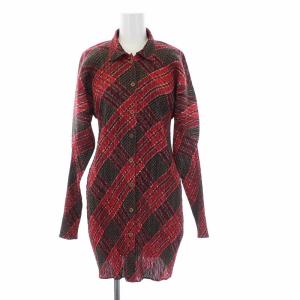 PLEATS PLEASE ISSEY MIYAKE セットアップ シャツ スカート ダイヤチェック 3 2 赤 茶 黒