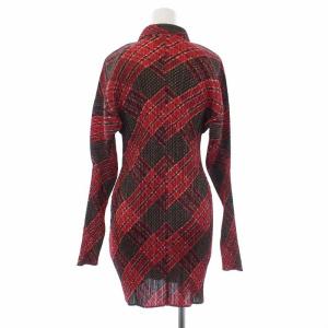 PLEATS PLEASE ISSEY MIYAKE セットアップ シャツ スカート ダイヤチェック 3 2 赤 茶 黒