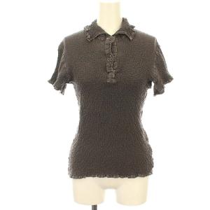 シワ加工 半袖 シャツ ポロシャツ F グレー