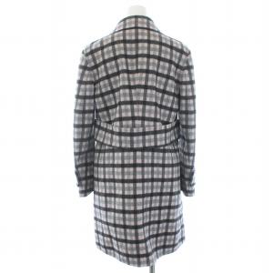 PRADA ロングコート チェック 36 ピンク グレー