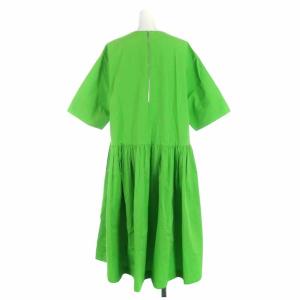 Drawer フレアワンピース ロング コットン 五分袖 36 グリーン