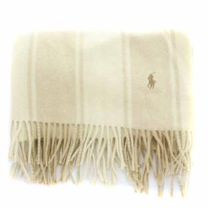 RALPH LAUREN ストール マフラー ウール フリンジ ストライプ ベージュ アイボリー