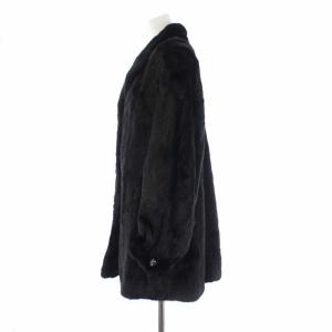 SAGA MINK 銀サガ MACK GARRY シェアード ファーコート ハーフ丈 ショールカラー ブラック