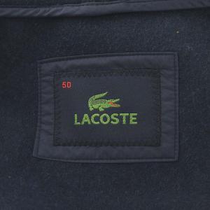 LACOSTE フーデッドコート ロング丈 ウール 50 ネイビー