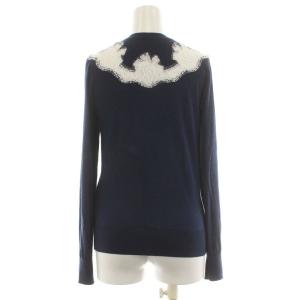 DOLCE&GABBANA カーディガン ニット 長袖 レース装飾 カシミヤ シルク混 36 ネイビー