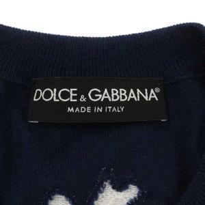 DOLCE&GABBANA カーディガン ニット 長袖 レース装飾 カシミヤ シルク混 36 ネイビー