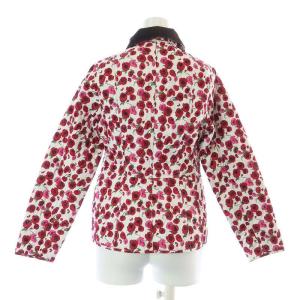 Barbour キルティングジャケット 中綿 コーデュロイ襟 3ワラント 花柄 L ホワイト レッド