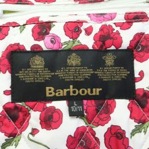 Barbour キルティングジャケット 中綿 コーデュロイ襟 3ワラント 花柄 L ホワイト レッド