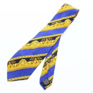 GIANNI VERSACE ネクタイ レギュラータイ メデューサ シルク ブルー ゴールド色