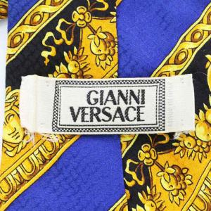 GIANNI VERSACE ネクタイ レギュラータイ メデューサ シルク ブルー ゴールド色