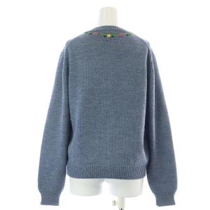 D&G カーディガン ニット 花柄 刺繍 長袖 ウール M 青 ブルー