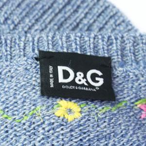 D&G カーディガン ニット 花柄 刺繍 長袖 ウール M 青 ブルー
