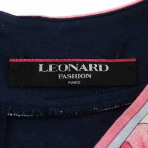 LEONARD カットソー カシュクール 半袖 ラインストーン L ネイビー ピンク