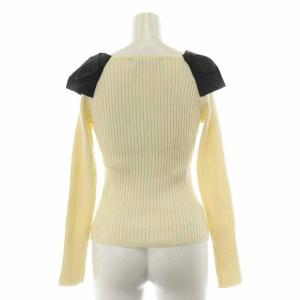 M'S GRACY リブニット 長袖 リボン ビジュー装飾 38 アイボリー