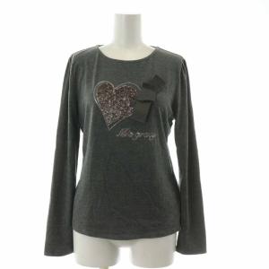 カットソー 長袖 スパンコール リボン 38 グレー